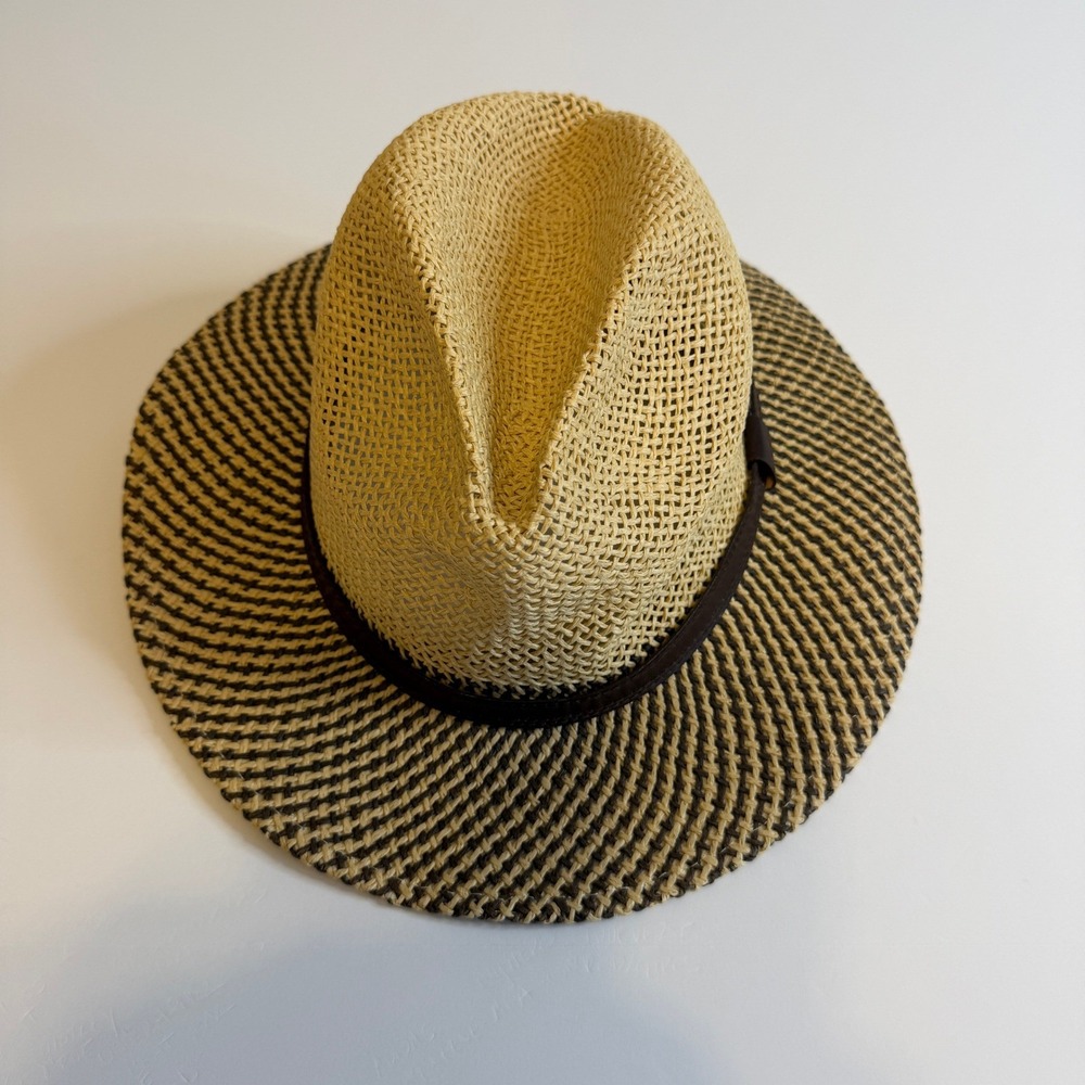Dockers Mens Straw Fedora Hat Tan Brown Woven Natural Fiber One Size
